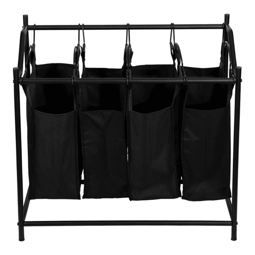 Coletor de roupa Vamdrup 4 sacos metal  poliéster 75 x 78 x 40 cm preto en.casa