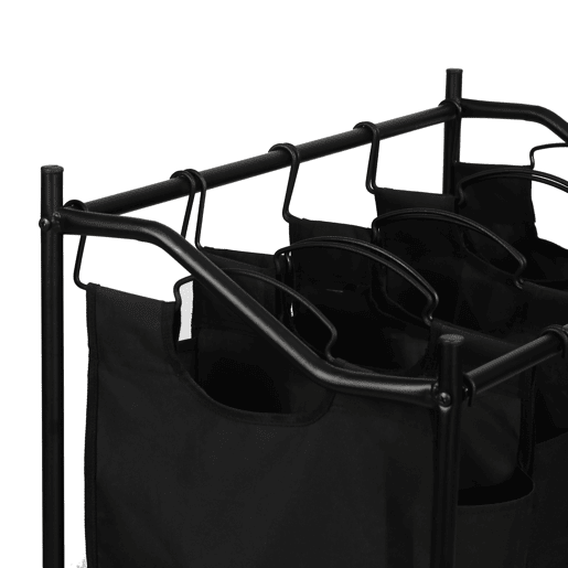 Coletor de roupa Vamdrup 4 sacos metal  poliéster 75 x 78 x 40 cm preto en.casa