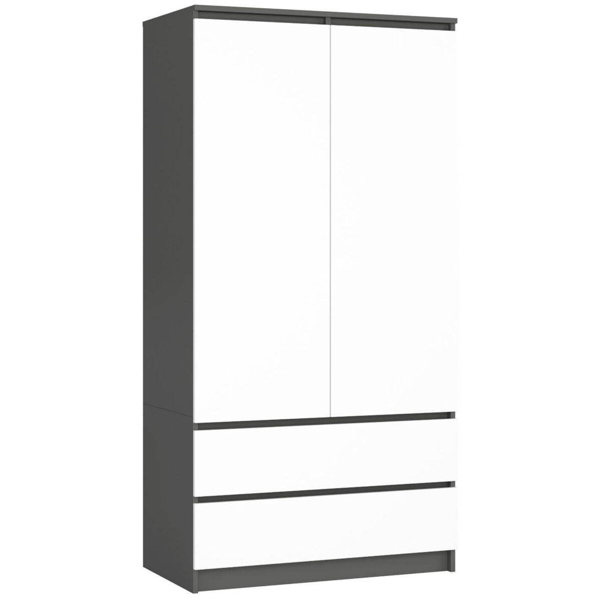 Armario s90 con 2 puertas y 2 cajones color grafito gris, blanco