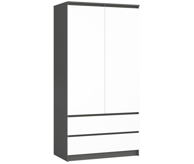 Armario s90 con 2 puertas y 2 cajones color grafito gris, blanco