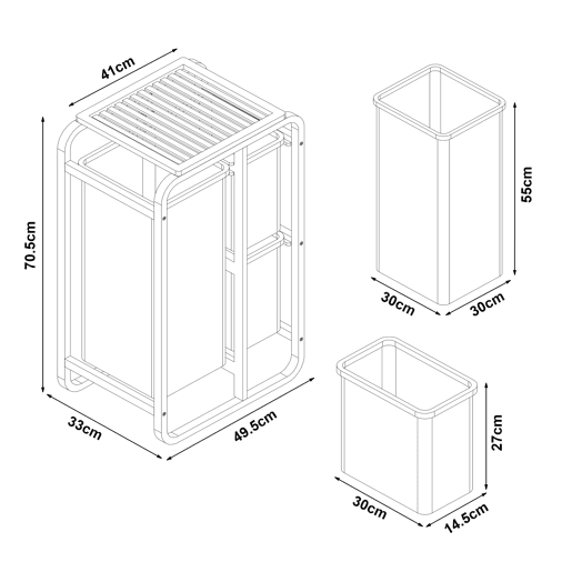 Separador de roupa Evenes com 3 sacos 38 L + 12 L bambupoliéster 71 x 50 x 33 cm - Bege en.casa