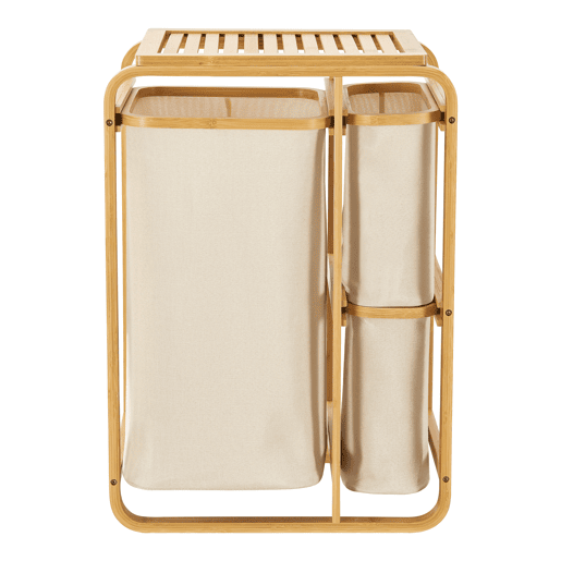 Separador de roupa Evenes com 3 sacos 38 L + 12 L bambupoliéster 71 x 50 x 33 cm - Bege en.casa