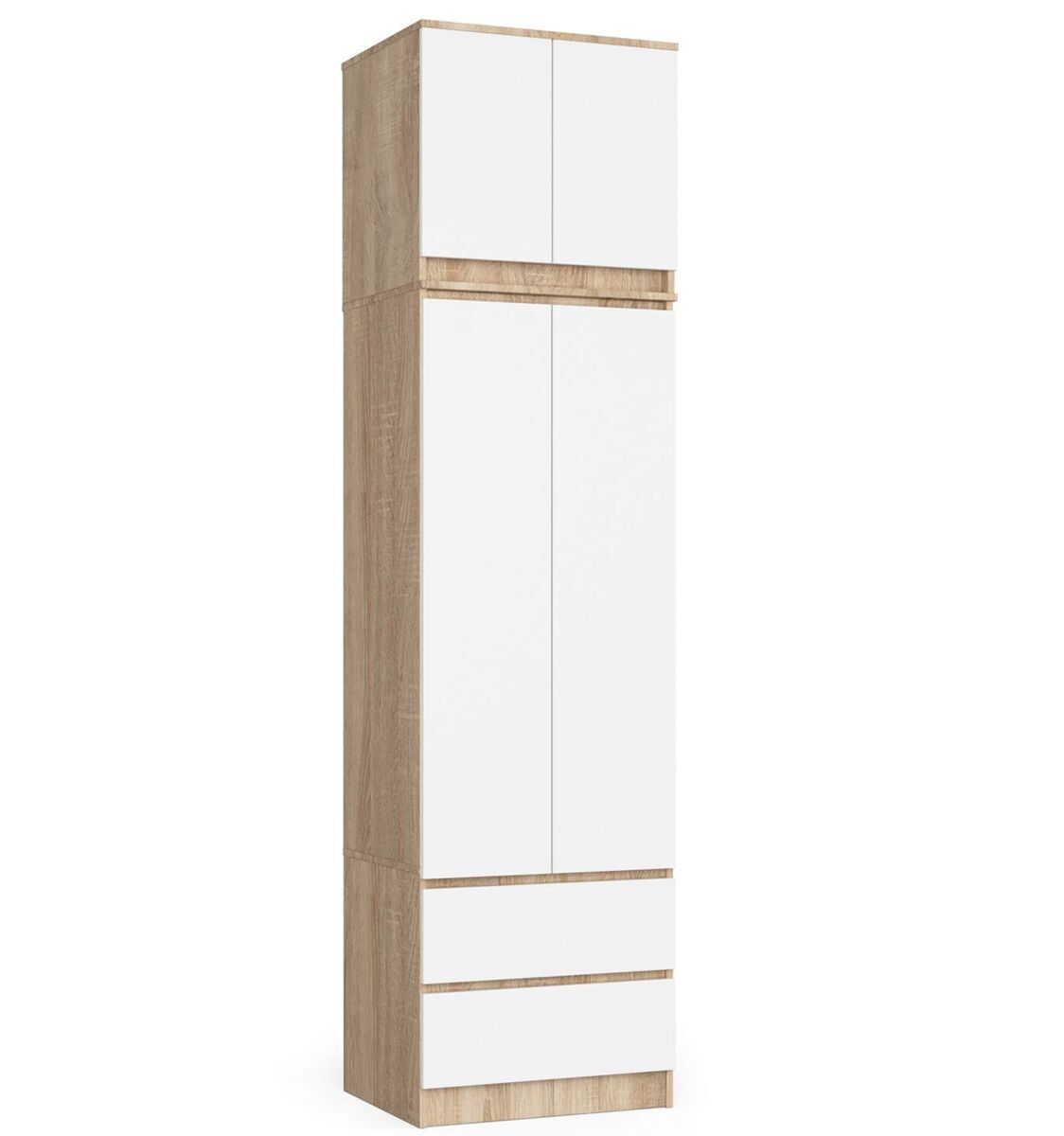Armario s60 con extensión con 2 puertas y 2 cajones roble sonoma, blanco