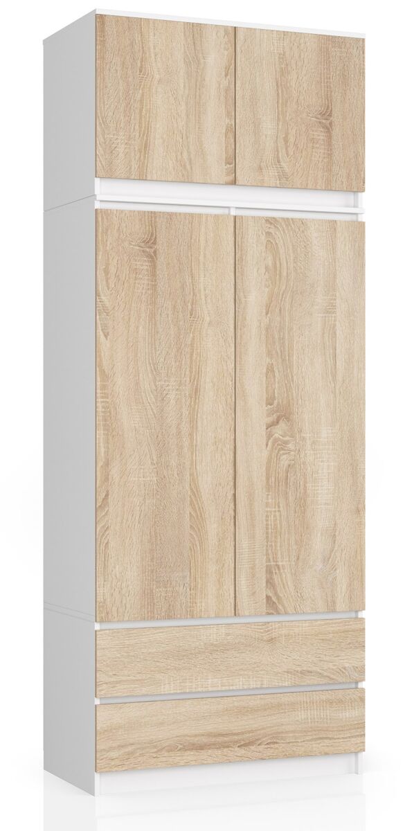 Armario S90 con extensión con 2 puertas y 2 cajones 90 Blanco/ Madera