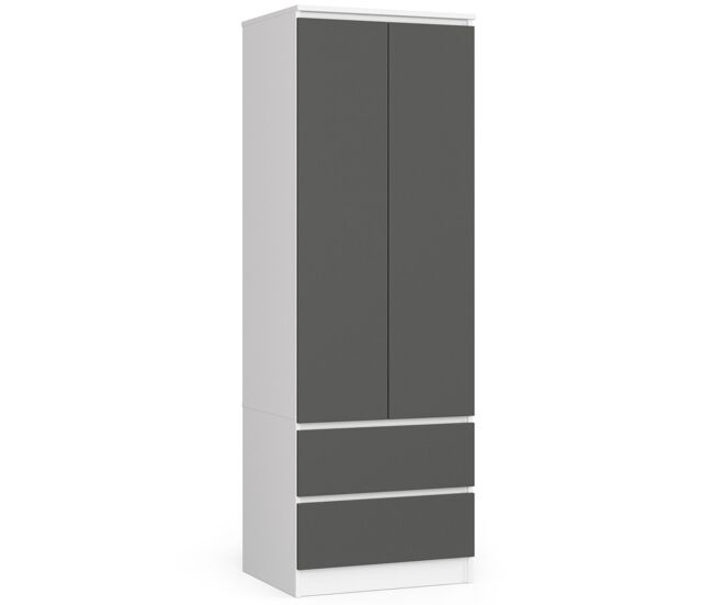 Armario s60 con 2 puertas y 2 cajones color blanco, grafito gris