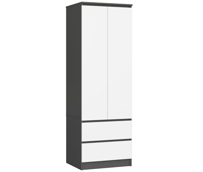 Armario s60 con 2 puertas y 2 cajones color grafito gris, blanco