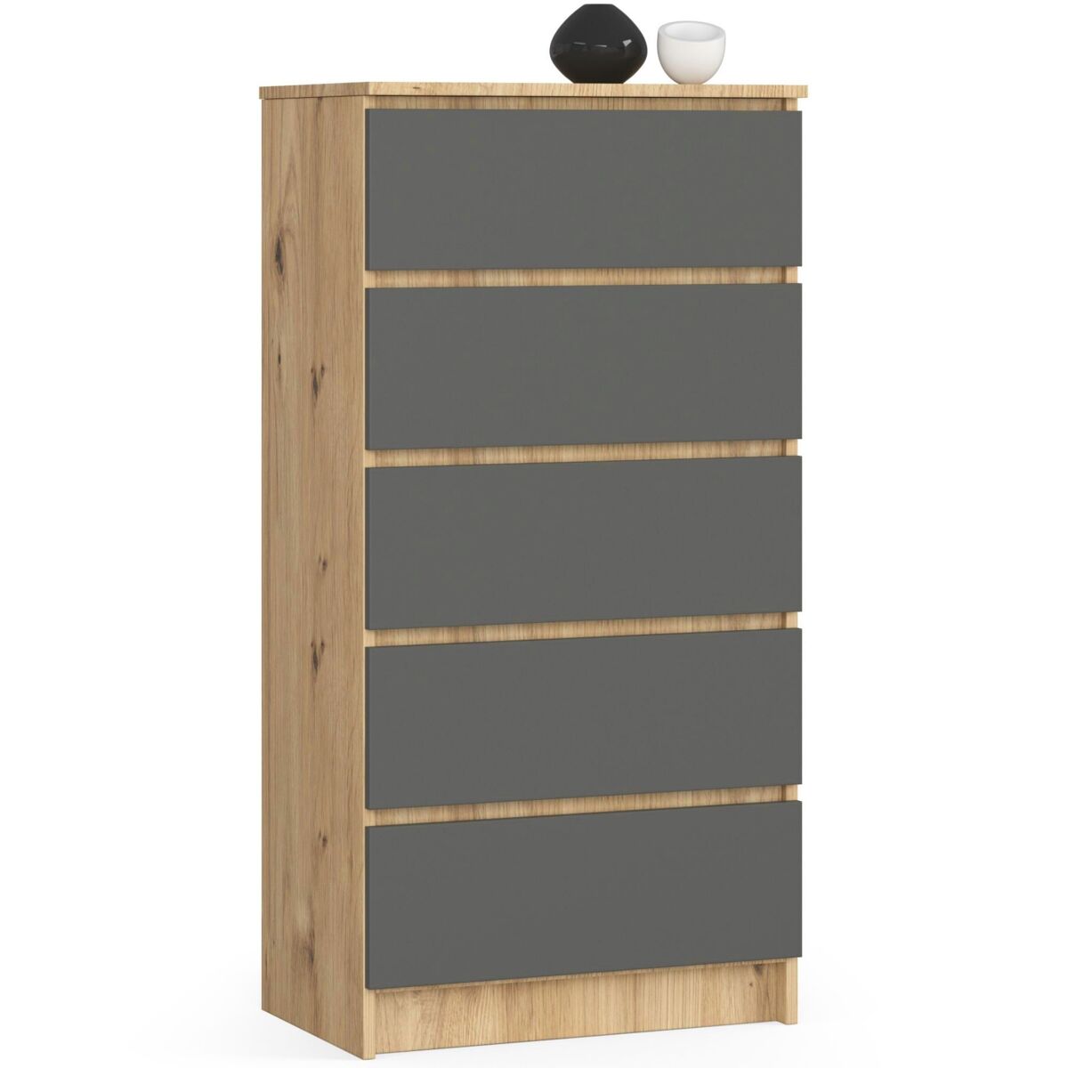 Cómoda K60 AKORD 5 cajones 60 Gris/ Madera