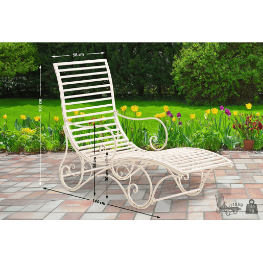 Tumbona de jardín Amiens Metal Crema antiguo 140X58X101 cm