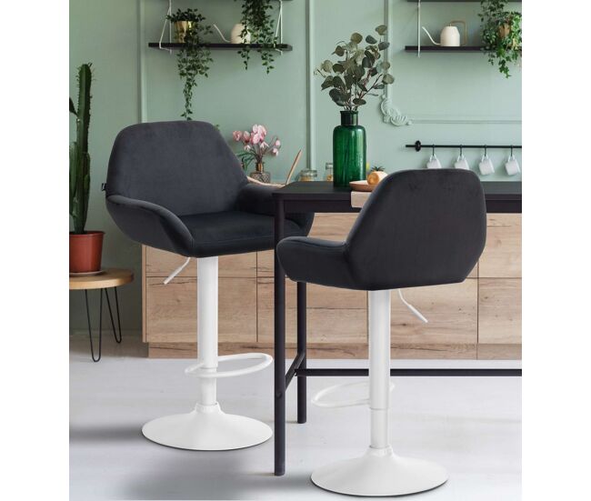 Set de 2 taburetes de cocina braga en terciopelo negro 52x51x89 cm