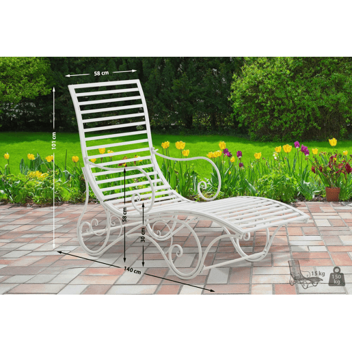 Tumbona de jardín Amiens Metal Blanco 140X58X101 cm