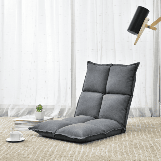 Cadeira de chão Deinze com estrutura metálica 52 x 50 cm Regulável - Cinzento claro en.casa