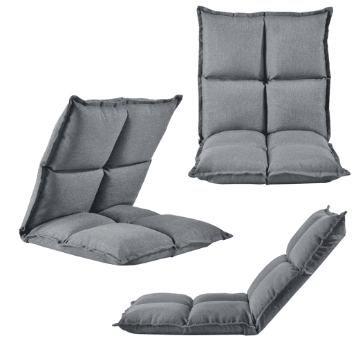 Cadeira de chão Deinze com estrutura metálica 52 x 50 cm Regulável - Cinzento claro en.casa