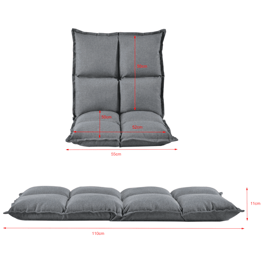Cadeira de chão Deinze com estrutura metálica 52 x 50 cm Regulável - Cinzento claro en.casa