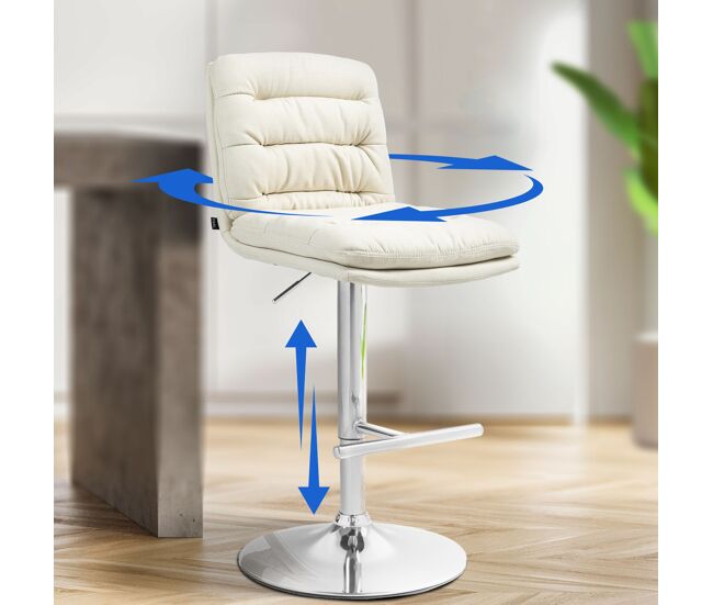 Lote de 2 taburetes de bar de tela damar crema 56x42x94 cm
