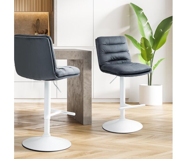 Set de 2 taburetes de bar damar en terciopelo gris oscuro 56x42x94 cm
