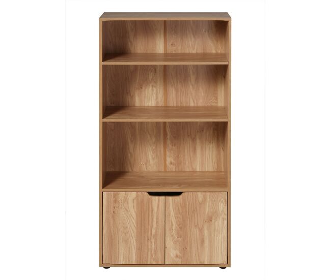 Estantería de 3 niveles y armario de 2 puertas h120 cm - modu