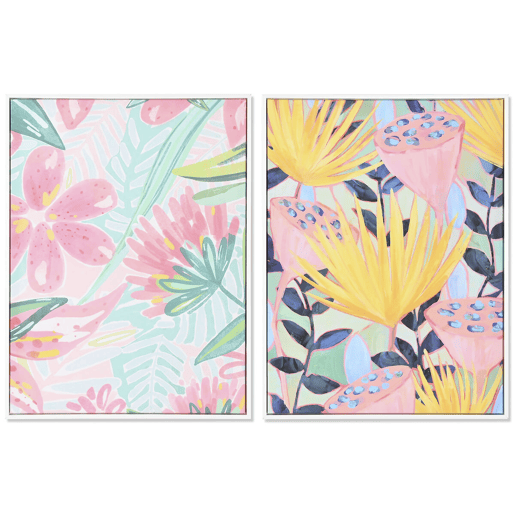 Pintura DKD Home Decor 60 x 4 x 80 cm Moderno Folha de planta (2 Unidades) Pintura DKD Home Decor 60 x 4 x 80 cm Moderno Folha de planta (2 Unidades)