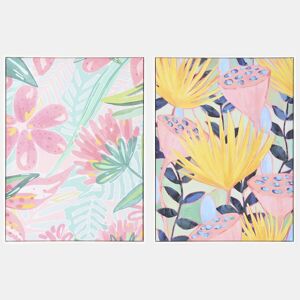 Pintura DKD Home Decor 60 x 4 x 80 cm Moderno Folha de planta (2 Unidades)