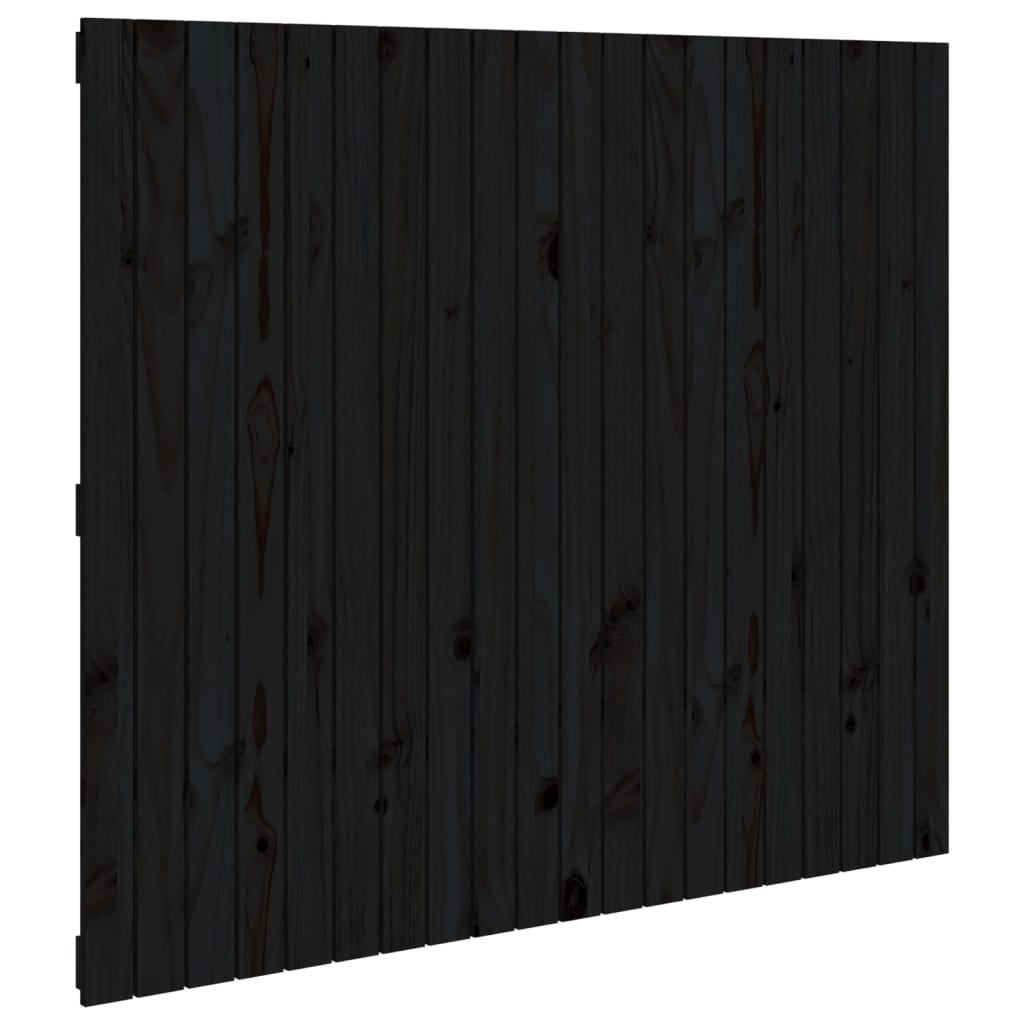 Cabecero de cama pared madera maciza pino negro 127,5x3x110 cm