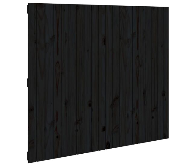 Cabecero de cama pared madera maciza pino negro 127,5x3x110 cm