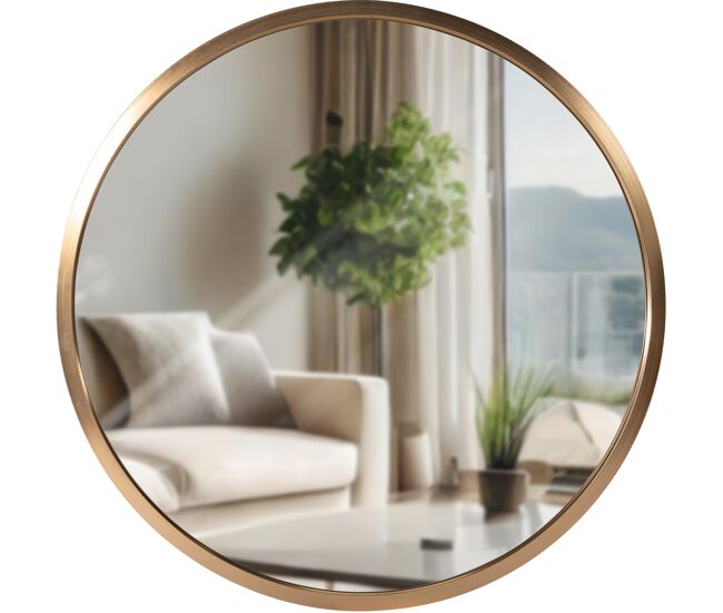 Espejo de pared elsie metal dorado mate ø 30 cm