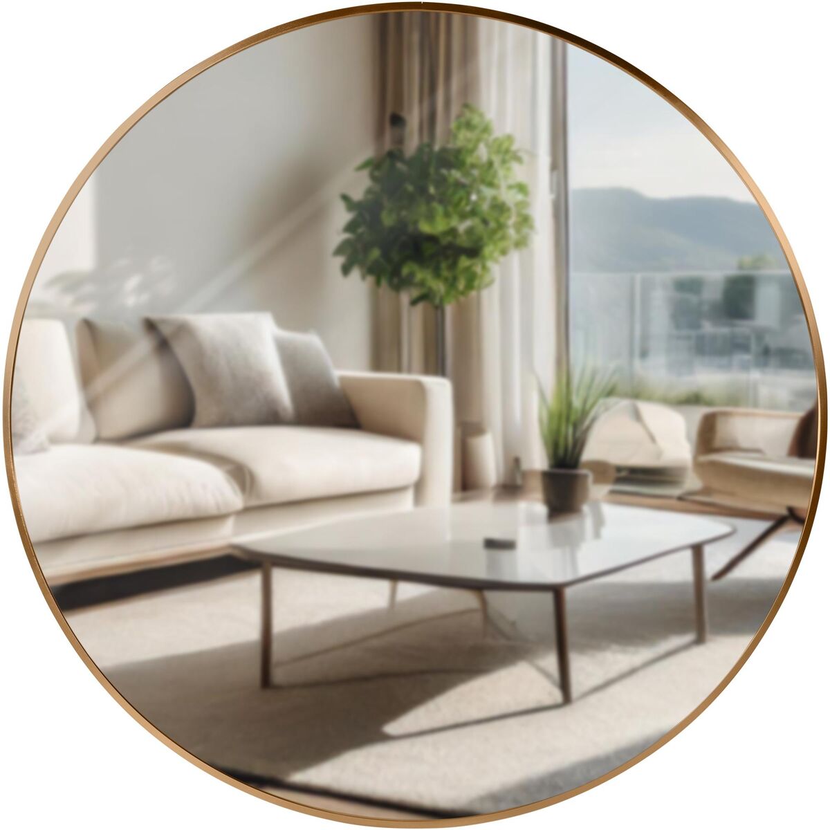 Espejo de pared elsie metal dorado mate ø 80 cm