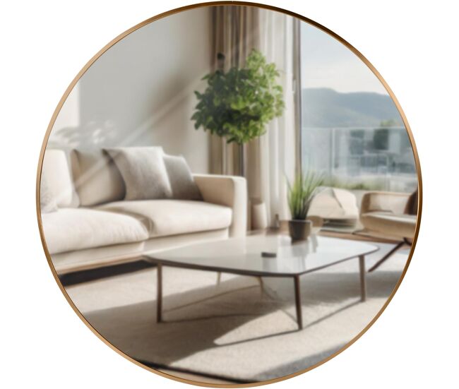 Espejo de pared elsie metal dorado mate ø 80 cm