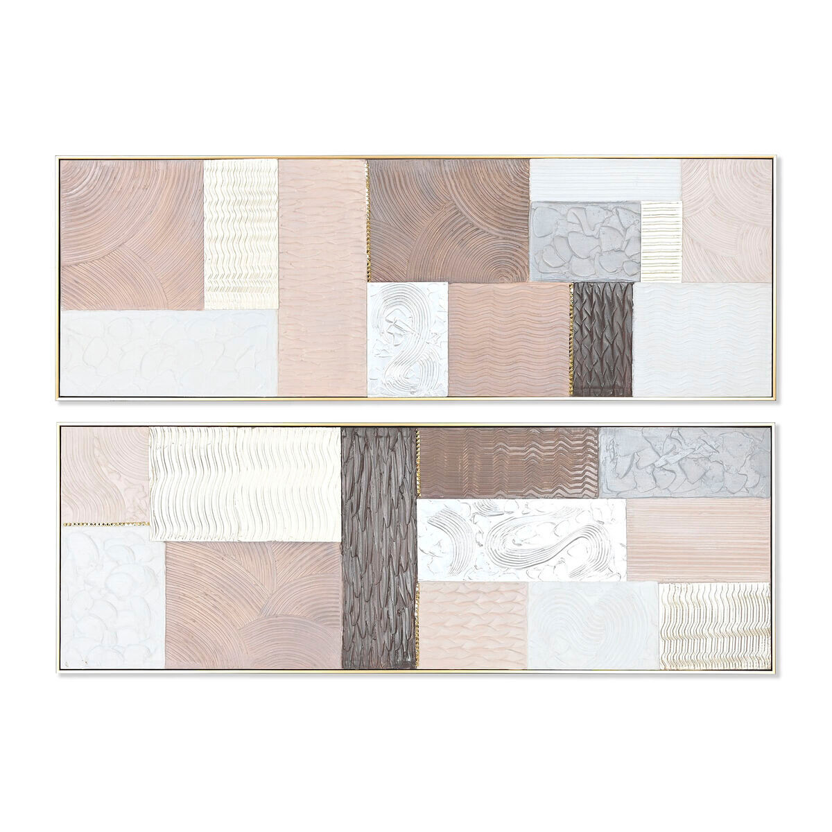 Cuadro home esprit marrón beige poliestireno lienzo moderno urbano 152 x 5 x 52 cm (2 unidades)