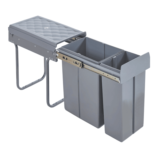 Caixote do lixo extraível Froland capacidade 1 x 20 L + 1 x 10 L plásticoaço 48 x 26 x 42 cm - Cinzento en.casa Caixote do lixo extraível Froland capacidade 1 x 20 L + 1 x 10 L plásticoaço 48 x 26 x 42 cm - Cinzento en.casa