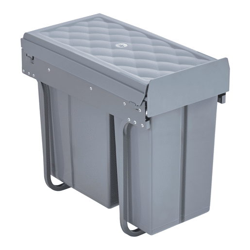 Caixote do lixo extraível Froland capacidade 1 x 20 L + 1 x 10 L plásticoaço 48 x 26 x 42 cm - Cinzento en.casa Caixote do lixo extraível Froland capacidade 1 x 20 L + 1 x 10 L plásticoaço 48 x 26 x 42 cm - Cinzento en.casa