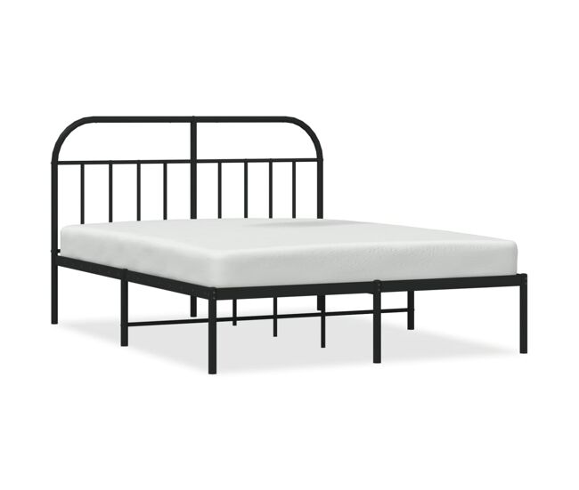 Estructura de cama con cabecero metal negro 135x190 cm con cabecero