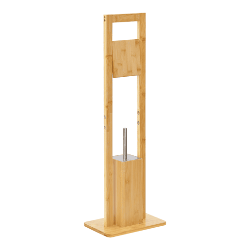 Porta-escovas de sanita de pé Västerås com escova de sanita em bambu 83x28x18 cm naturalprata en.casa