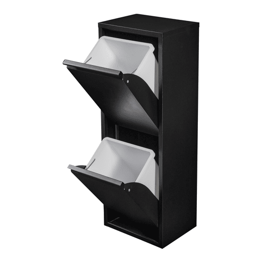 Sollentuna 28 L armário de plástico metálico para o lixo 93 x 33 x 25 cm preto en.casa