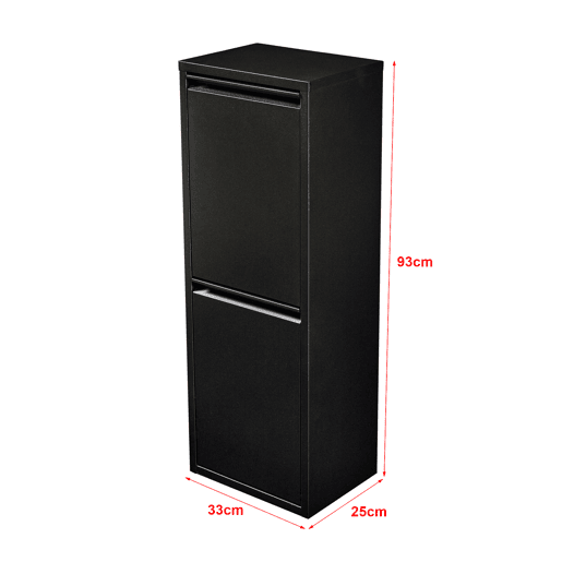 Sollentuna 28 L armário de plástico metálico para o lixo 93 x 33 x 25 cm preto en.casa