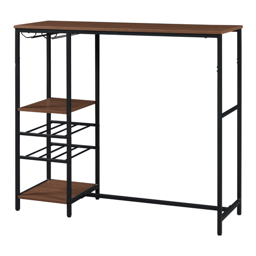 Mesa de bar Stjørdal com prateleira para vinhos 120x40x105cm - PretoNozes en.casa