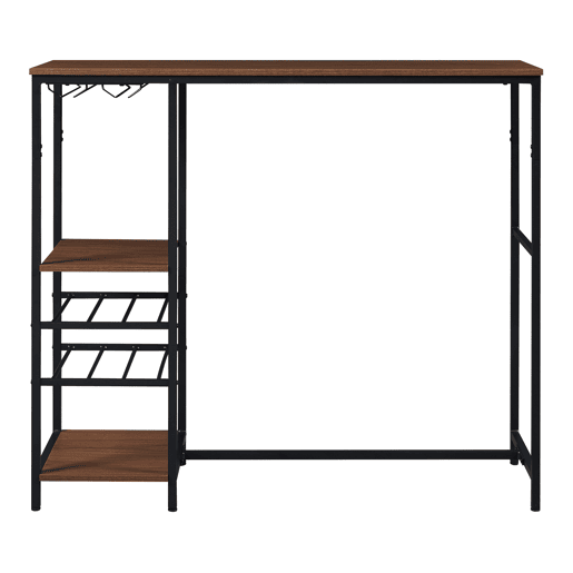 Mesa de bar Stjørdal com prateleira para vinhos 120x40x105cm - PretoNozes en.casa