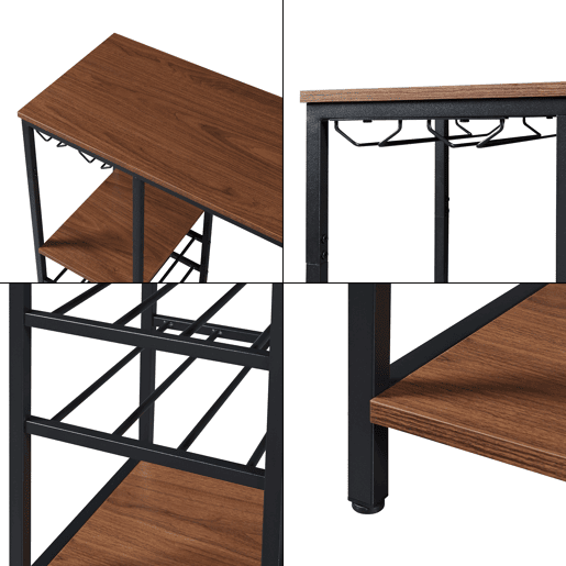 Mesa de bar Stjørdal com prateleira para vinhos 120x40x105cm - PretoNozes en.casa