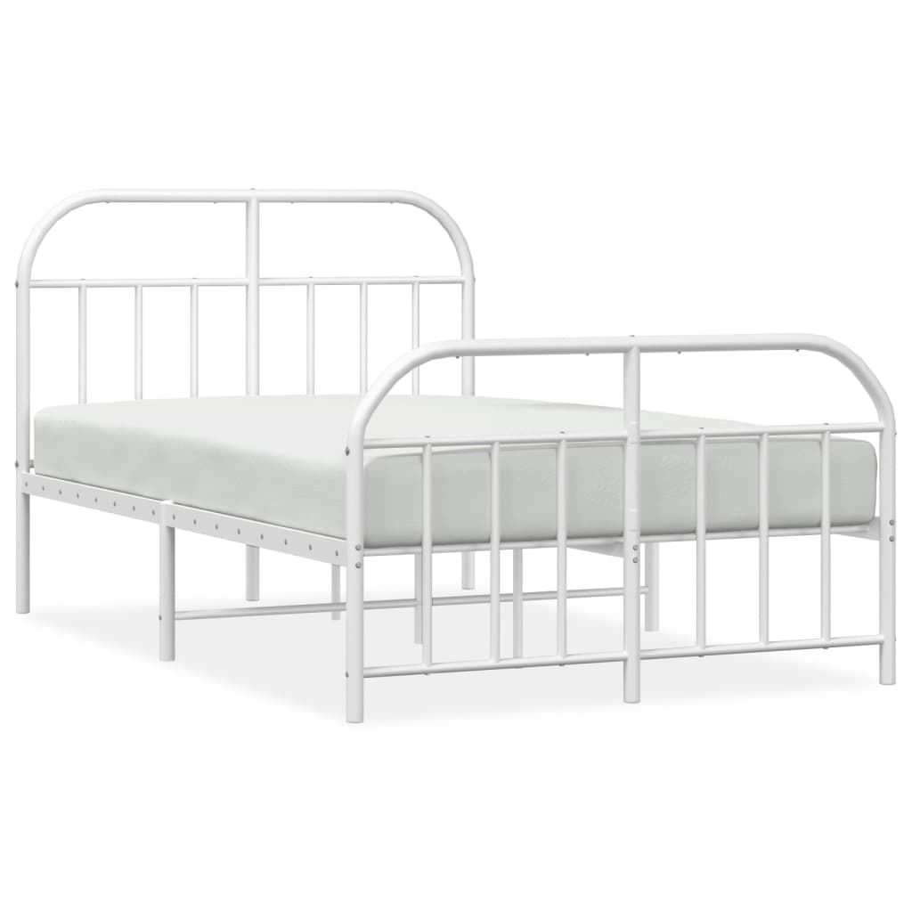 Estructura cama metal con cabecero y estribo blanco 120x190 cm con cabecero y pie de cama