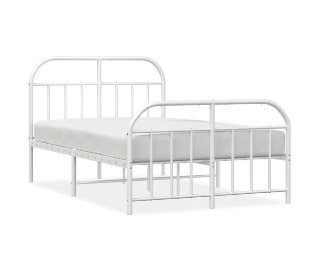 Estructura cama metal con cabecero y estribo blanco 120x190 cm con cabecero y pie de cama