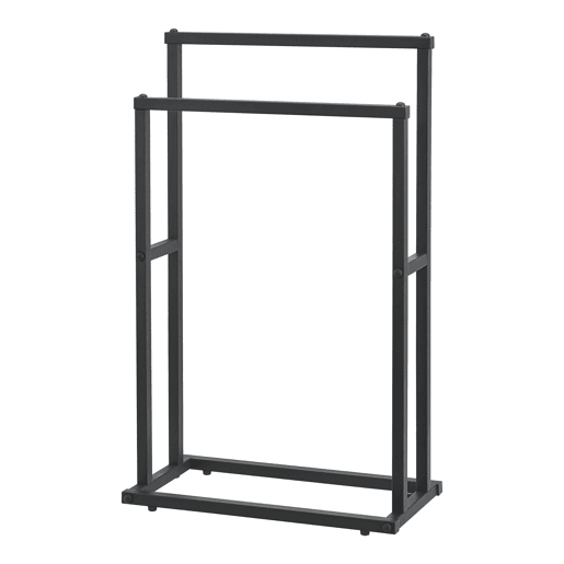 Toalheiro Omalo com 2 barras em forma escalonada em aço 78 x 48 x 24 cm preto en.casa
