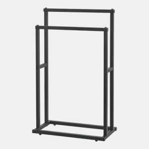Toalheiro Omalo com 2 barras em forma escalonada em aço 78 x 48 x 24 cm preto en.casa