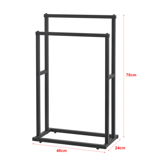 Toalheiro Omalo com 2 barras em forma escalonada em aço 78 x 48 x 24 cm preto en.casa