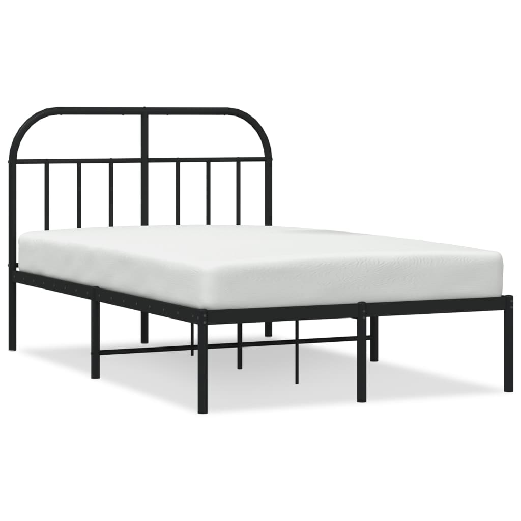 Estructura de cama con cabecero metal negro 120x190 cm con cabecero