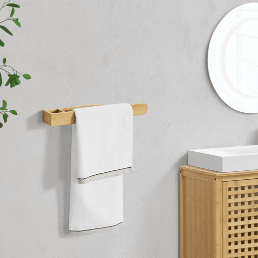 Toalheiro de parede Tønsberg com fita de bambu autocolante 38 x 5 x 4 cm natural en.casa