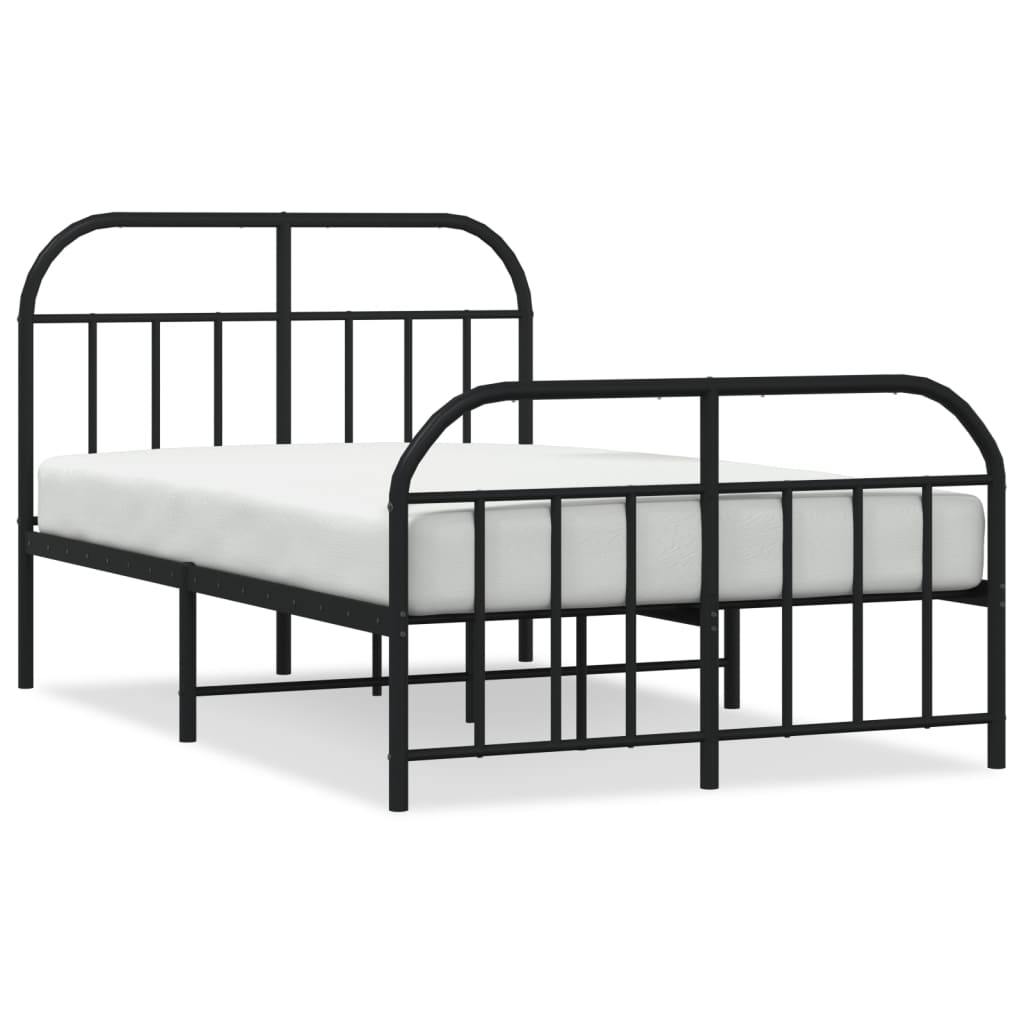 Estructura de cama con cabecero y pie metal negro 120x190 cm con cabecero y pie de cama