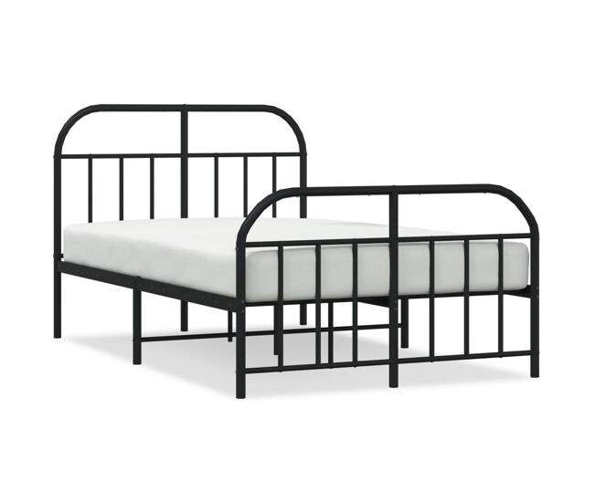 Estructura de cama con cabecero y pie metal negro 120x190 cm con cabecero y pie de cama