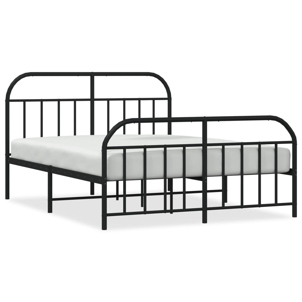 Estructura de cama cabecero y pie de cama metal negro 140x200cm con cabecero y pie de cama