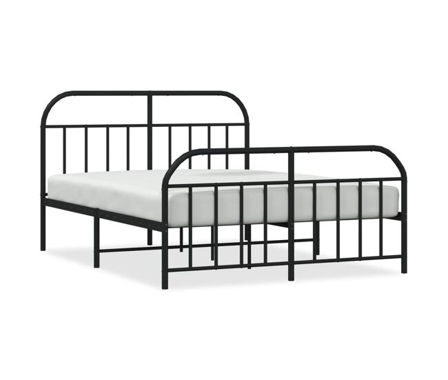 Estructura de cama cabecero y pie de cama metal negro 140x200cm con cabecero y pie de cama