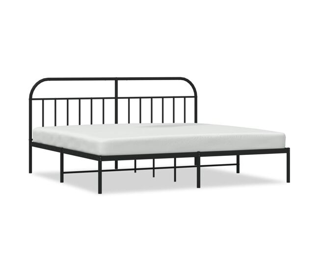 Estructura de cama con cabecero metal negro 193x203 cm con cabecero
