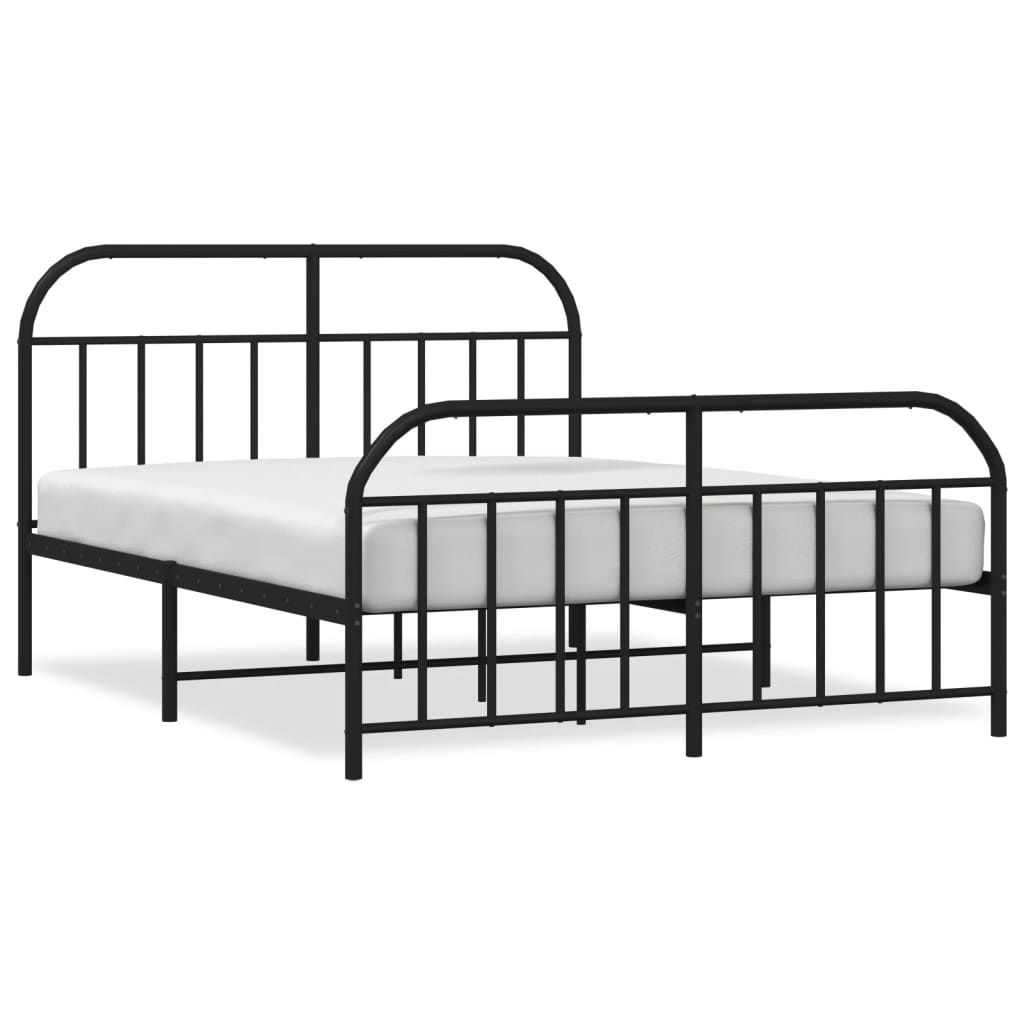 Estructura de cama cabecero y pie de cama metal negro 180x200cm con cabecero y pie de cama
